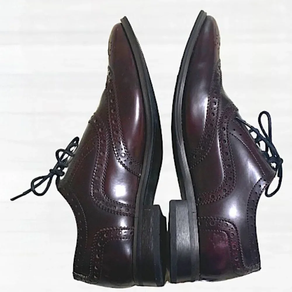 Joseph Abboud Classic Wing Tip Oxfords Burgundy Size 9.5